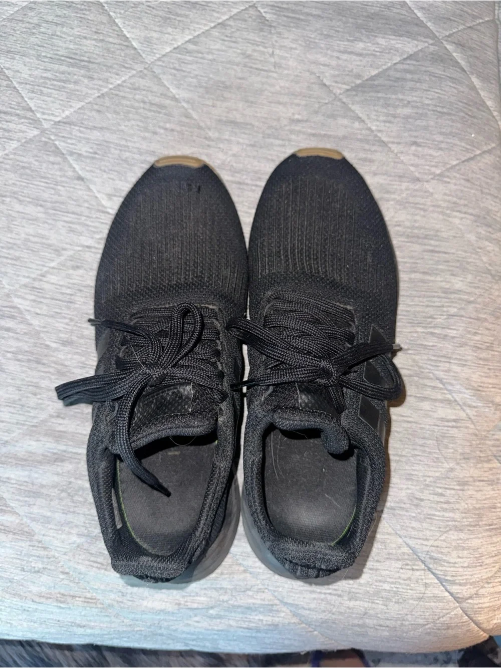adidas Men’s Black Knit Sneakers with Tan Accents